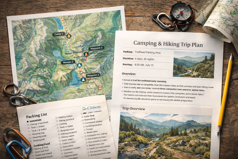 Print trip plans and checklists for off-grid adventures